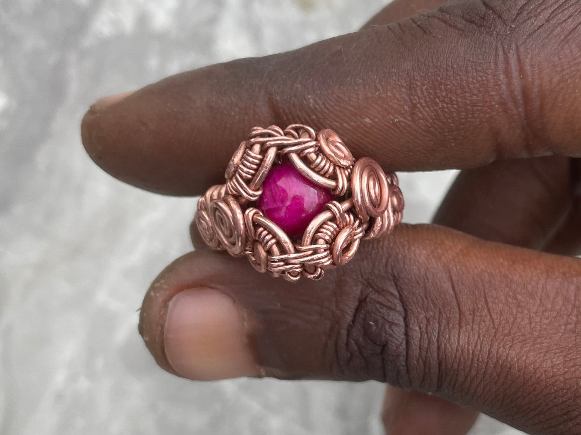 Copper Natural Stone Statement Ring