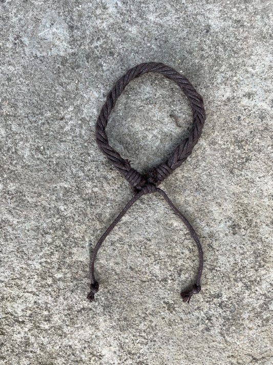 Dark Brown Plaited Leather Adjustable Bracelet