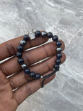 Blue Sandstone with Hematite Crown Beaded Bracelet