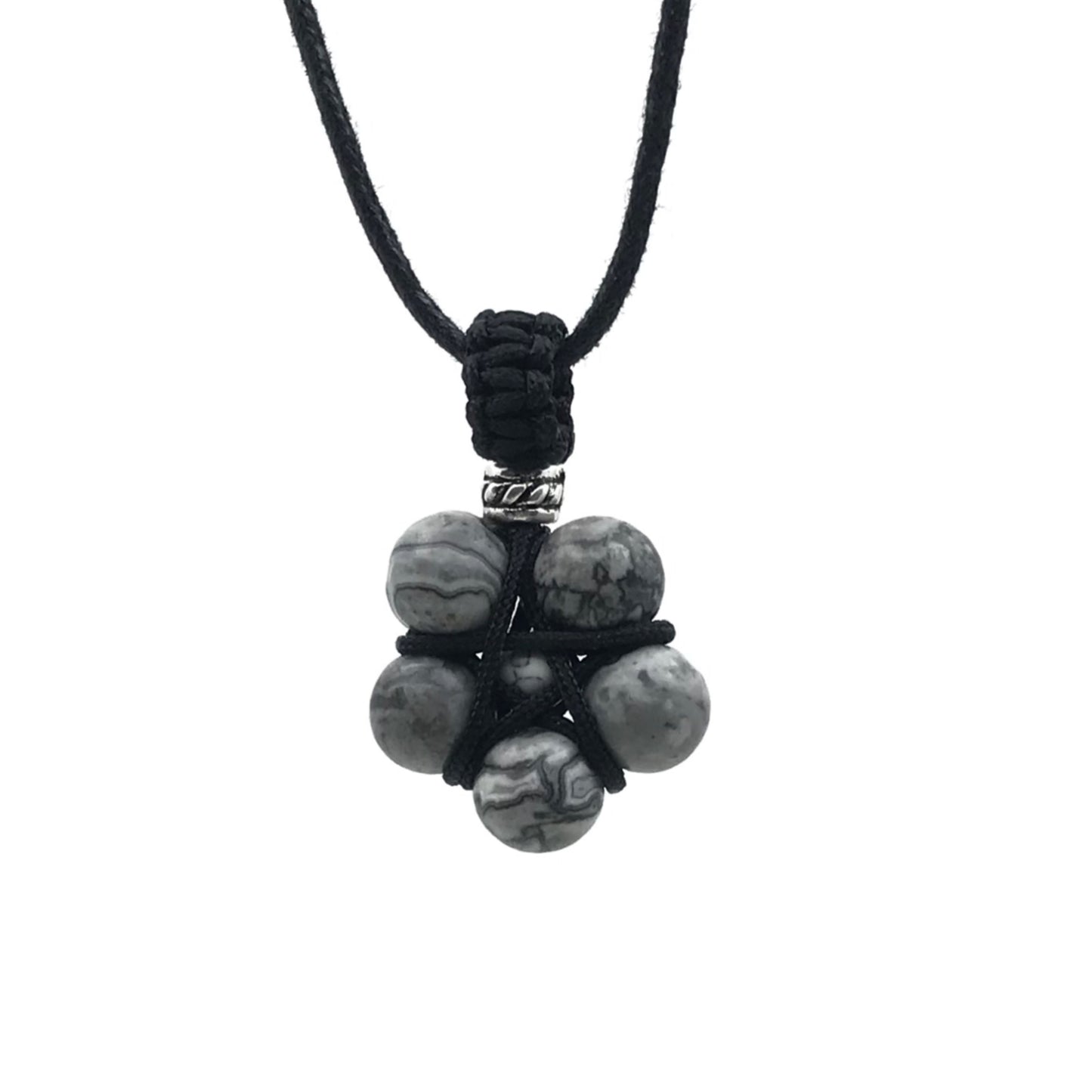 Black Veined Jasper Beaded Necklace