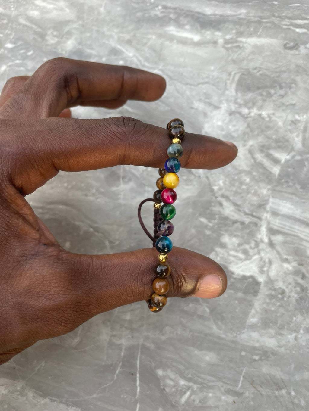 Tiger’s Eye with Stainless Steel Gold Beaded Bracelet