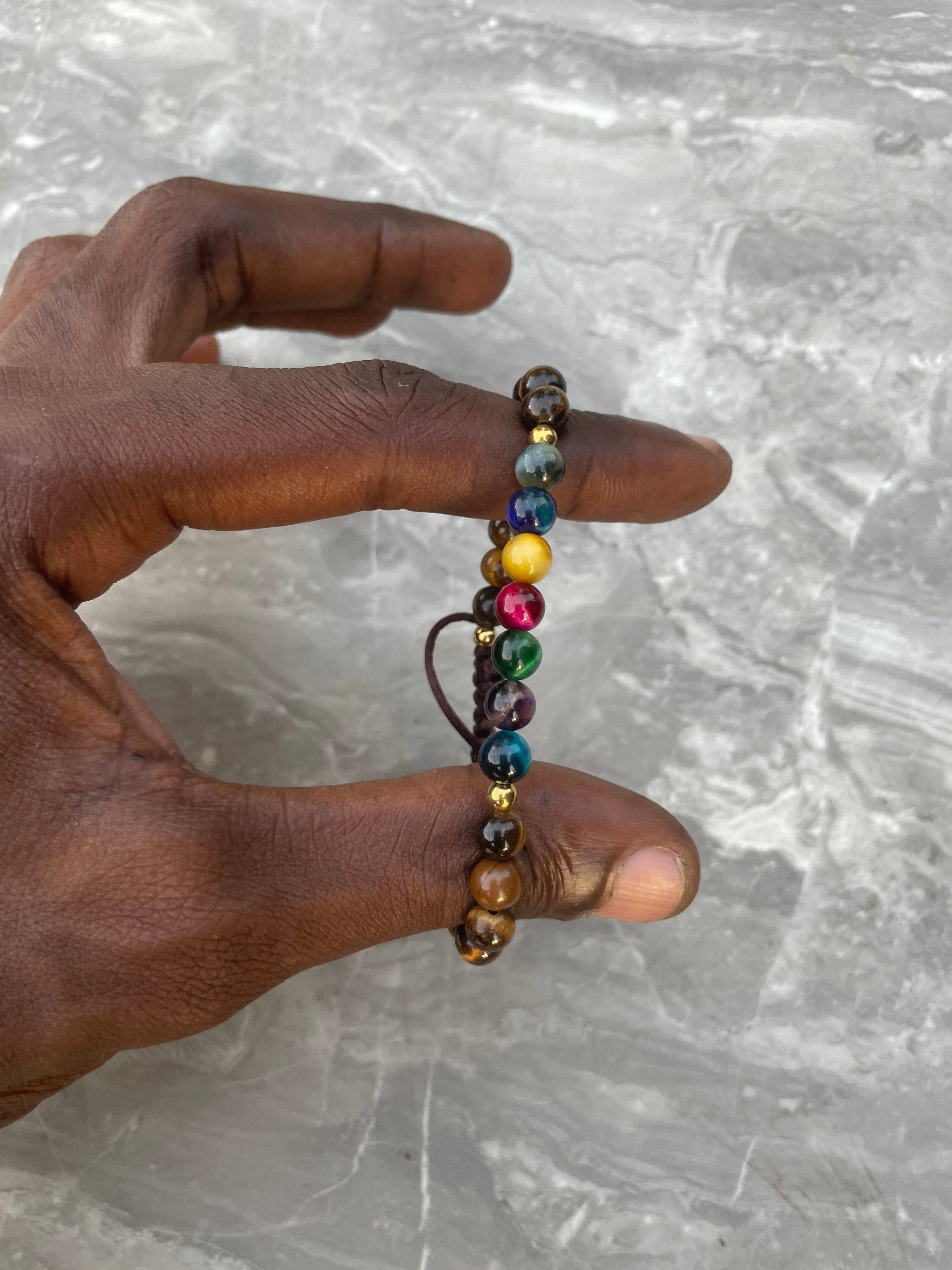 Tiger’s Eye with Stainless Steel Gold Beaded Bracelet