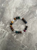 Multi-Coloured Tiger’s Eye with Clear Quartz Beaded Bracelet