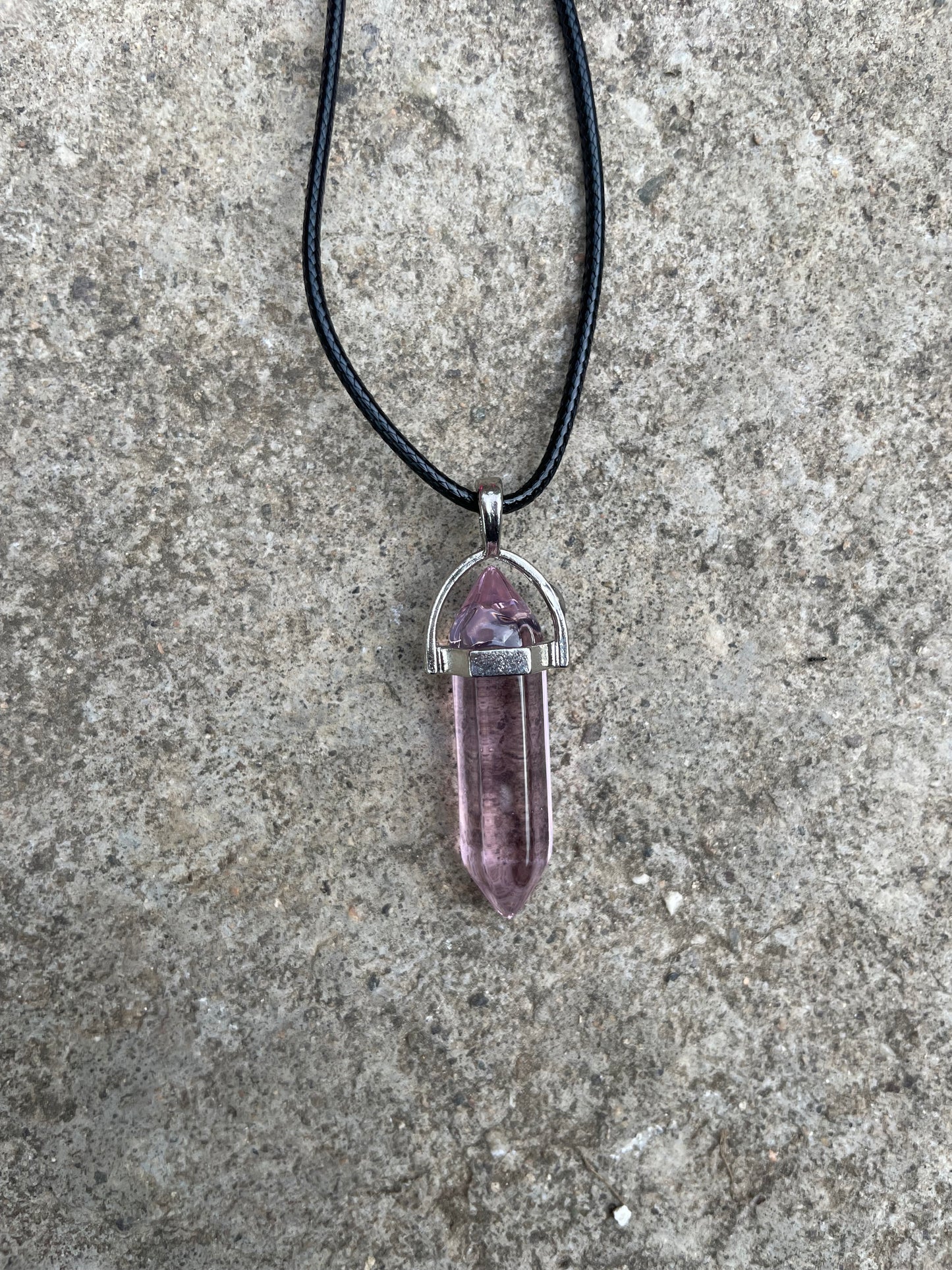 Rose Aura Clear Quartz Crystal Necklace