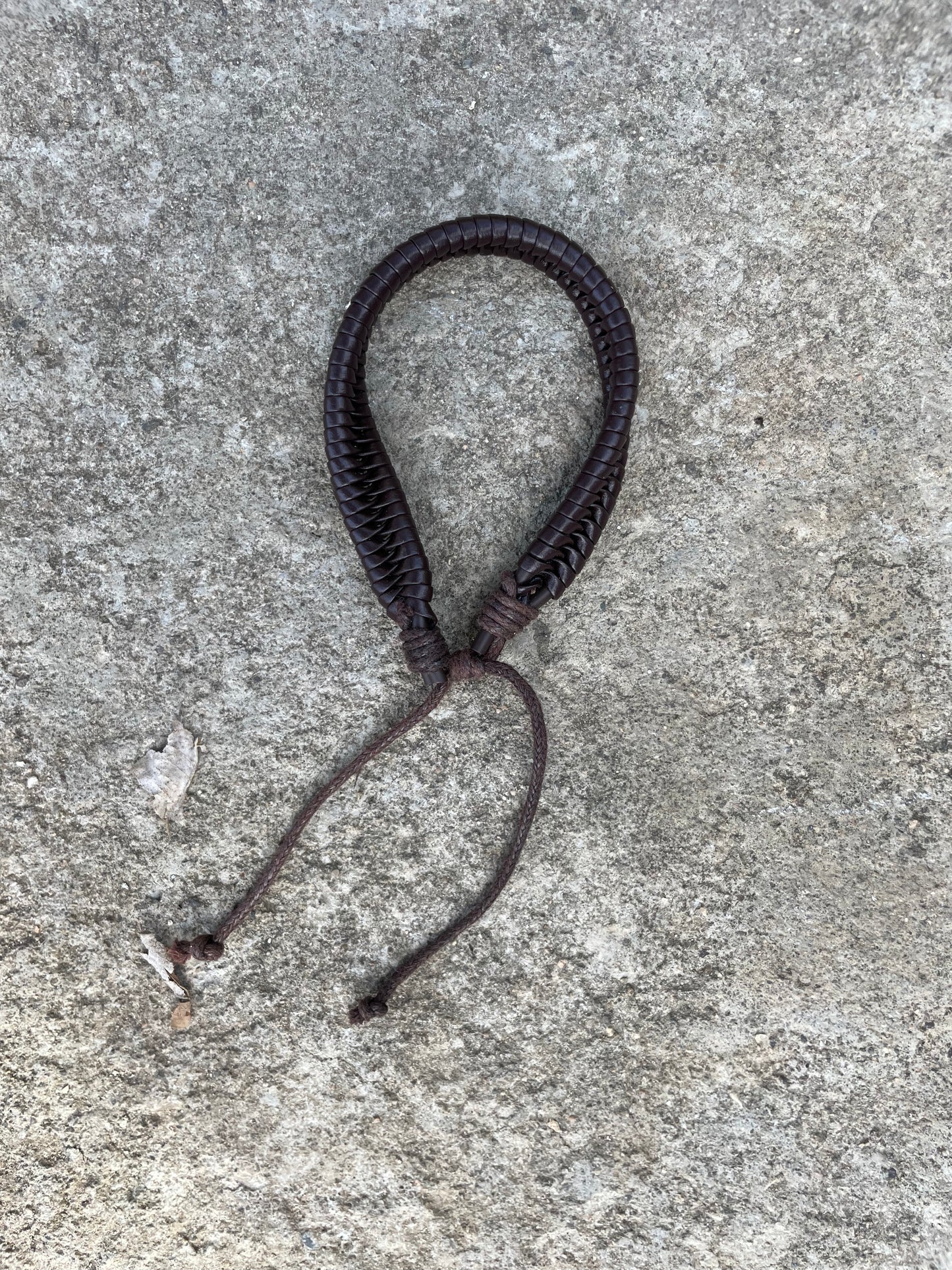 Dark Brown Snake Whip Leather Adjustable Bracelet