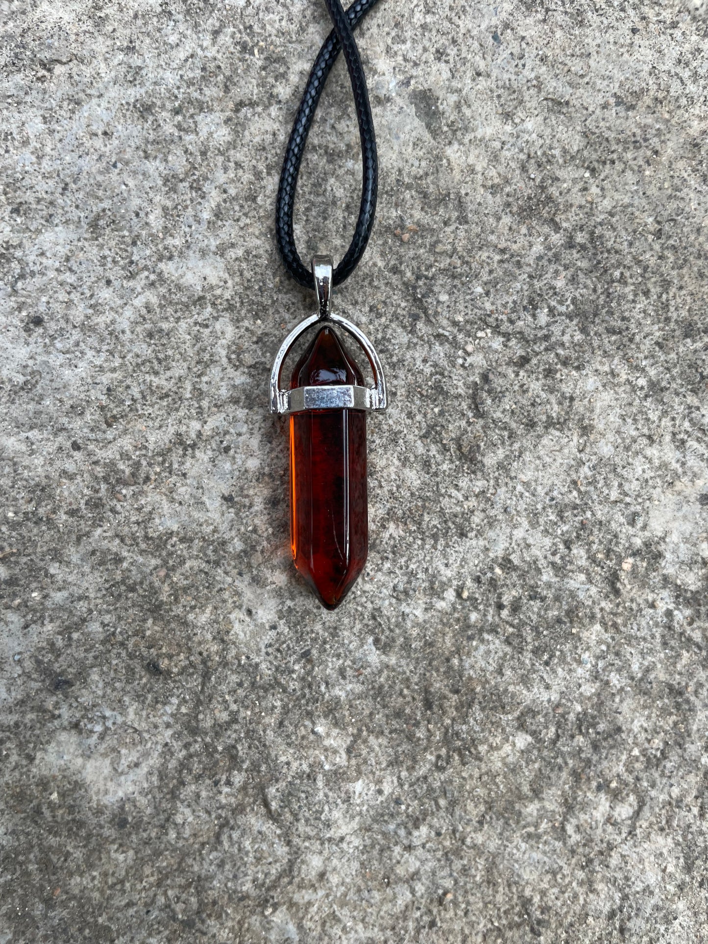 Tangerine Quartz Crystal Necklace