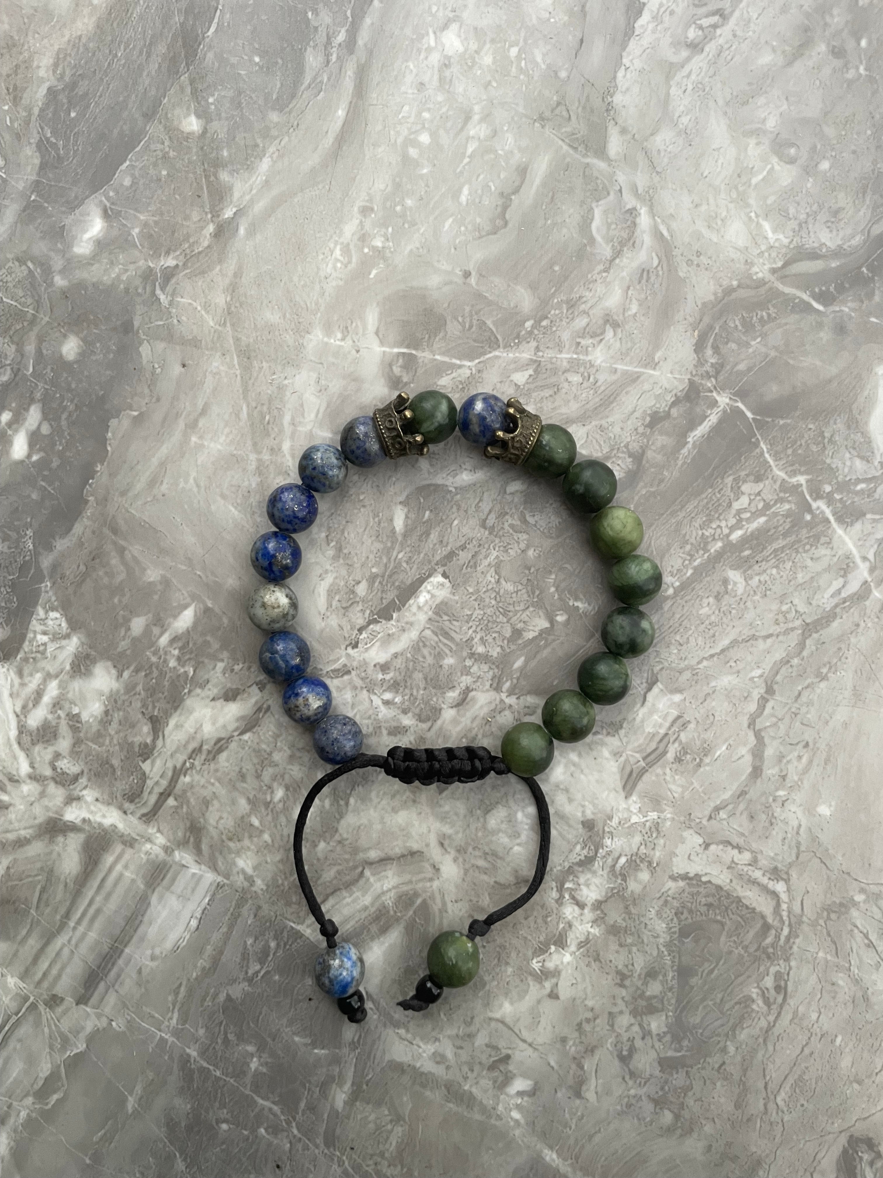 Lapis Lazuli with Jade Half & Half Beaded Bracelet