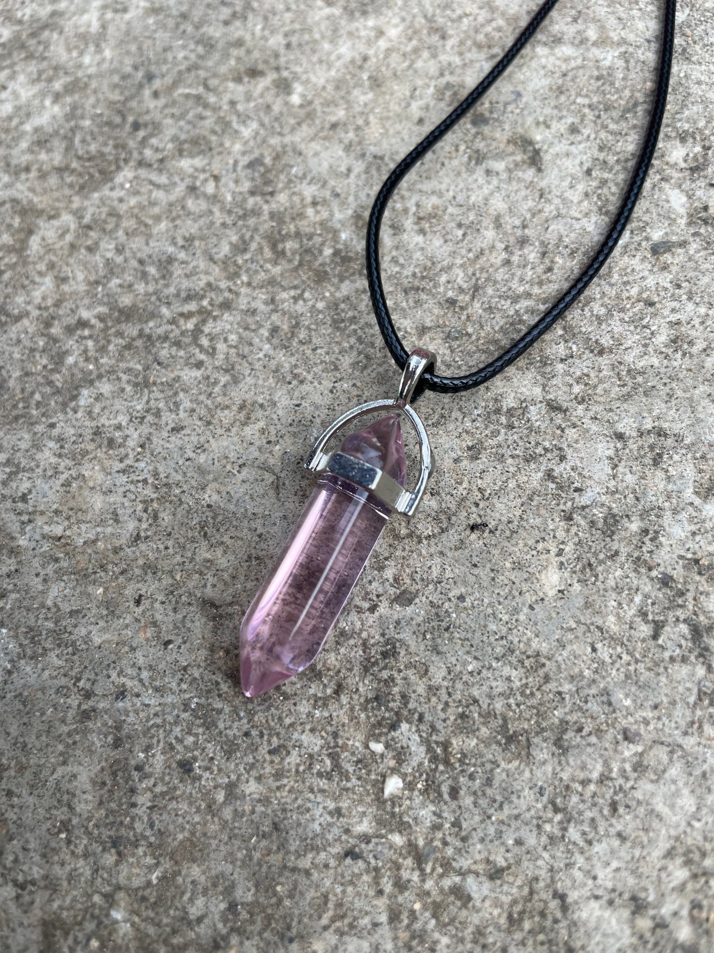 Rose Aura Clear Quartz Crystal Necklace