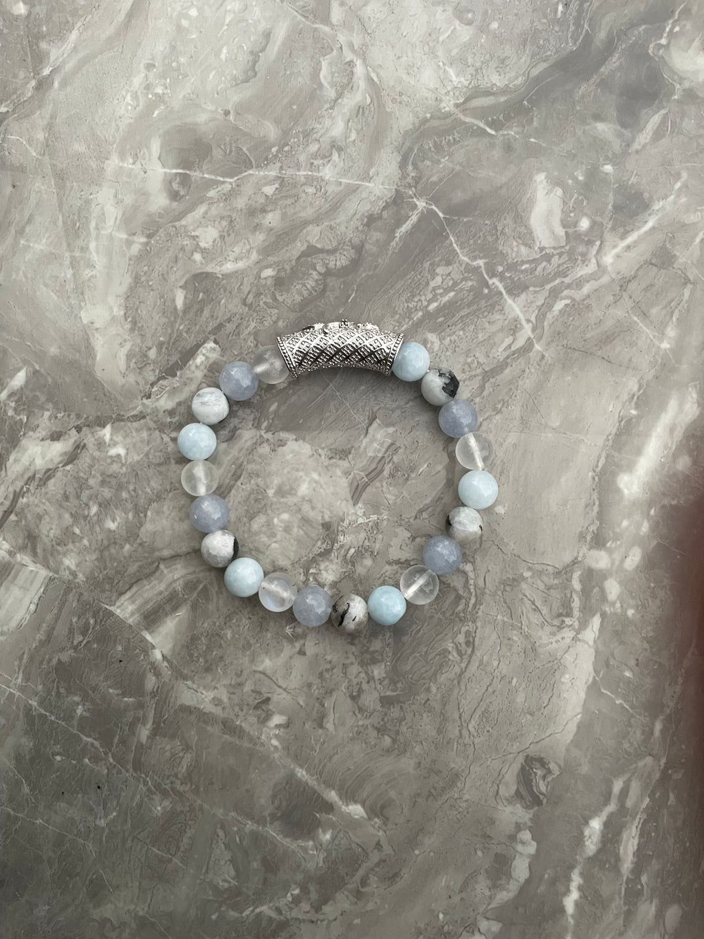 Aquamarine & Moonstone Beaded Bracelet
