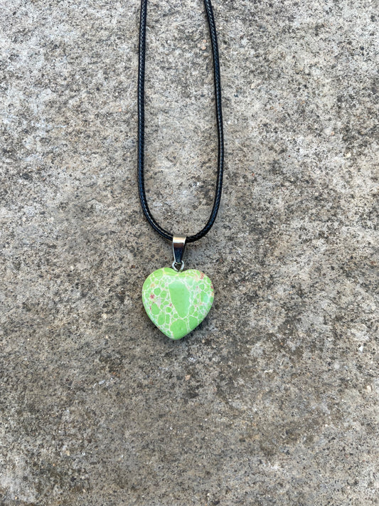 Lime Green Turquoise Heart-shaped Necklace