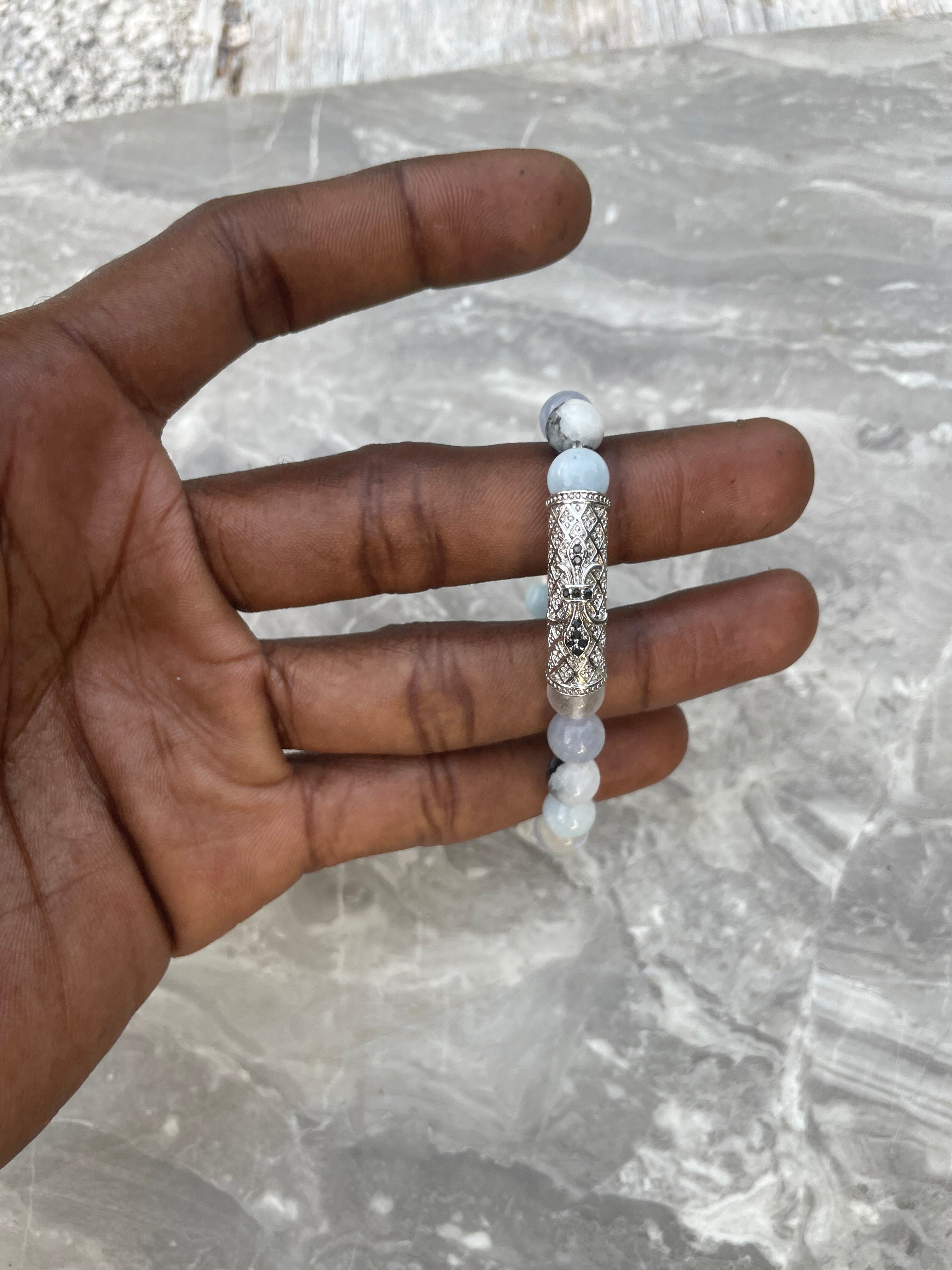 Aquamarine & Moonstone Beaded Bracelet