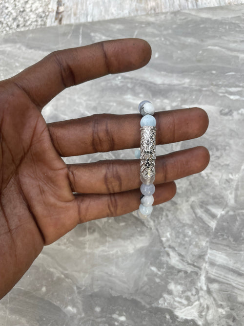 Aquamarine & Moonstone Beaded Bracelet