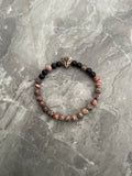 Leopard Jasper & Black Onyx Beaded Bracelet