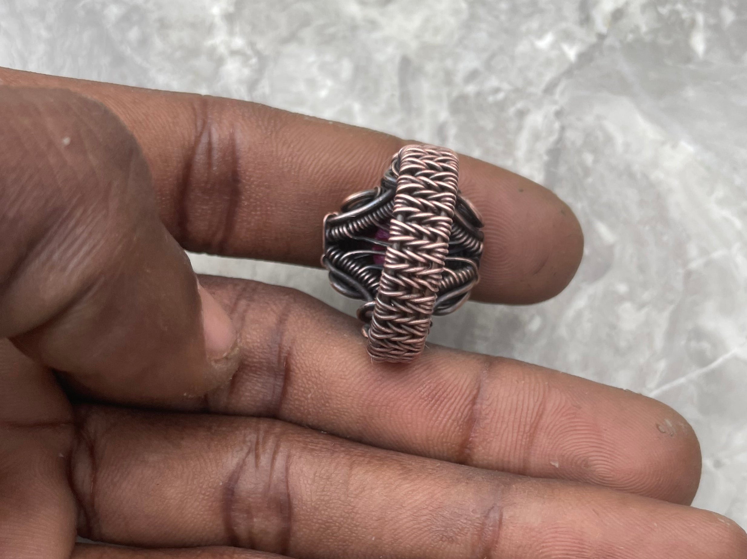 Copper Natural Stone Statement Ring