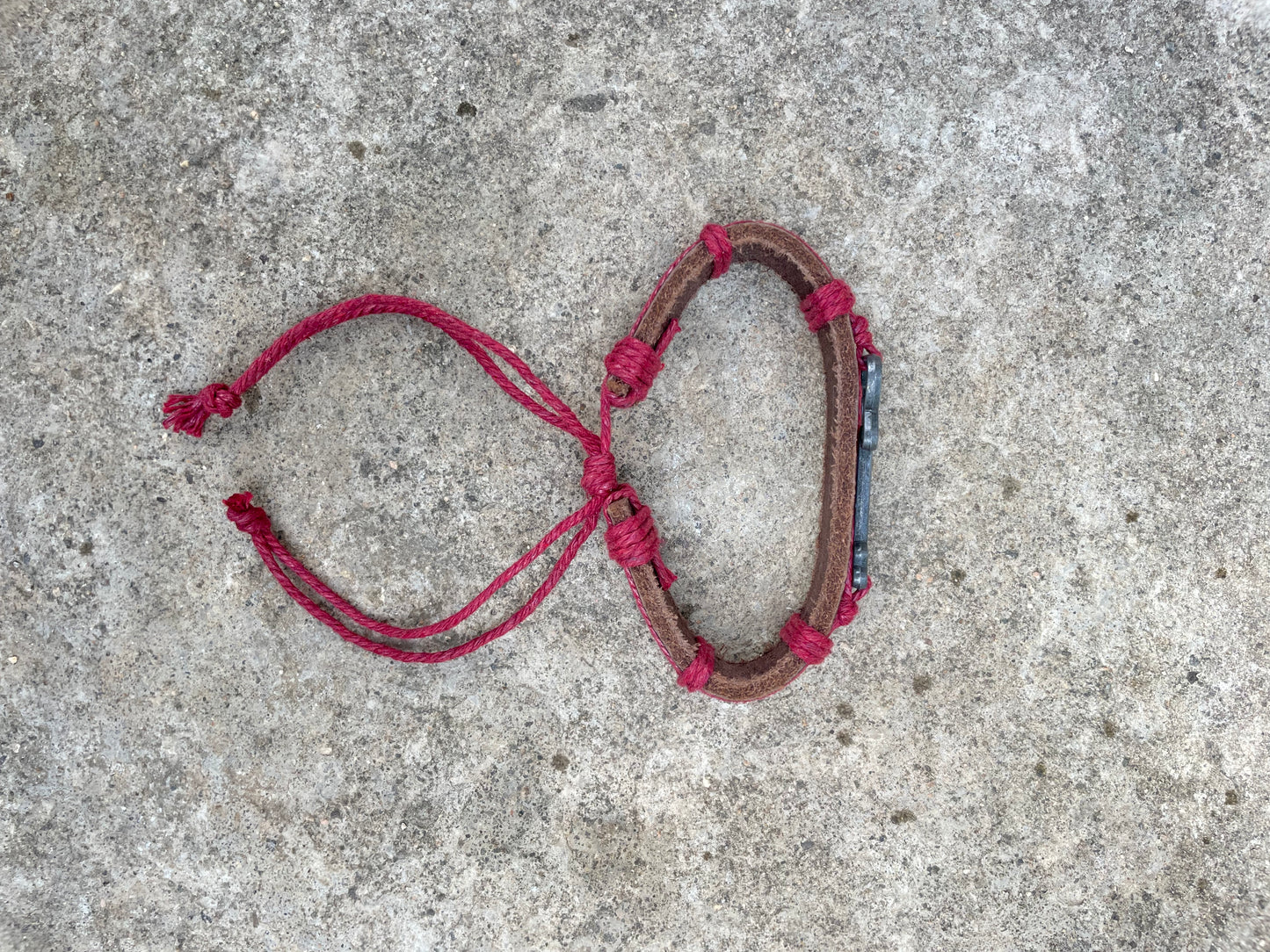 Guitar Charm Burgundy Leather Bracelet