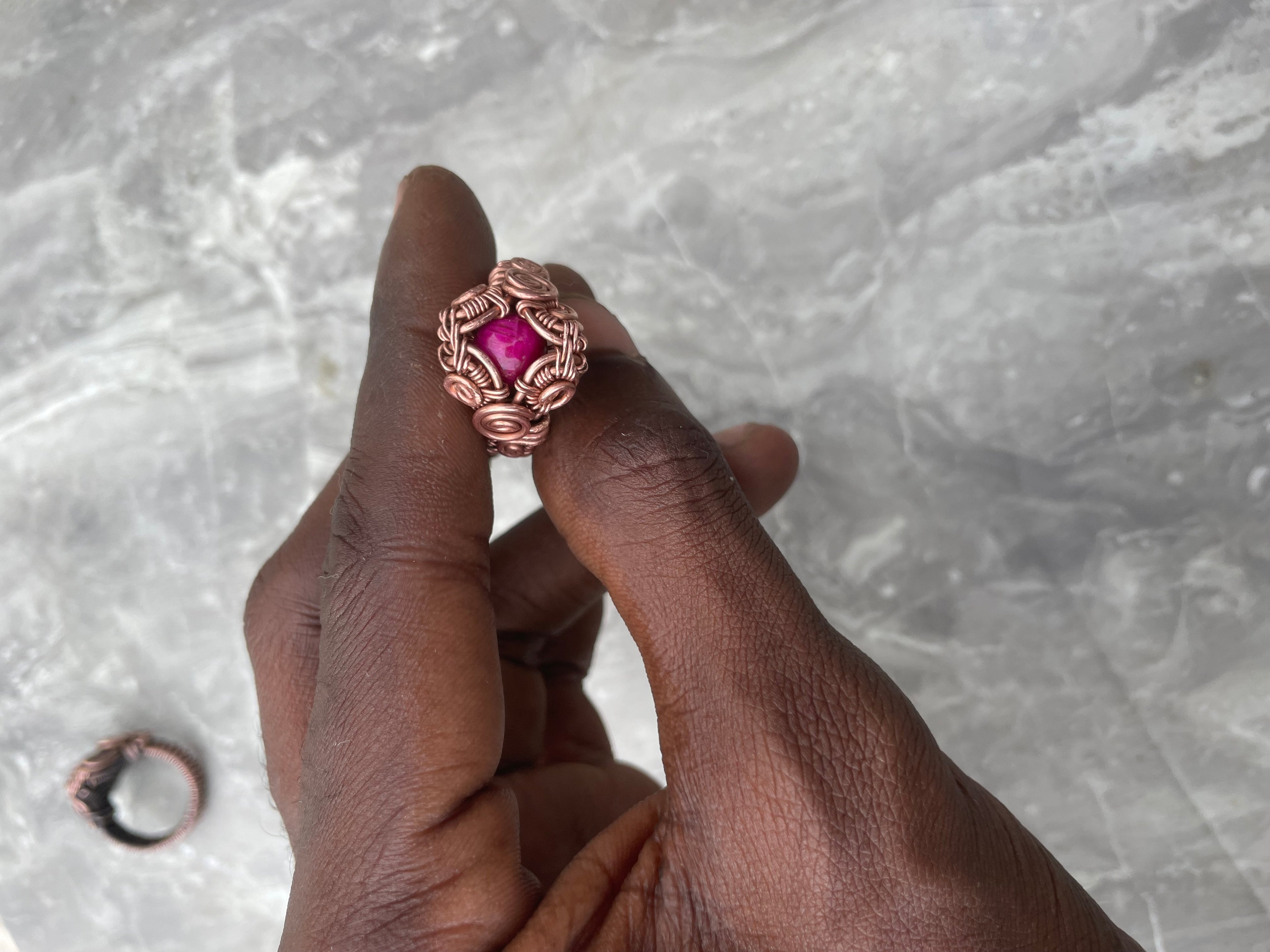 Copper Natural Stone Statement Ring