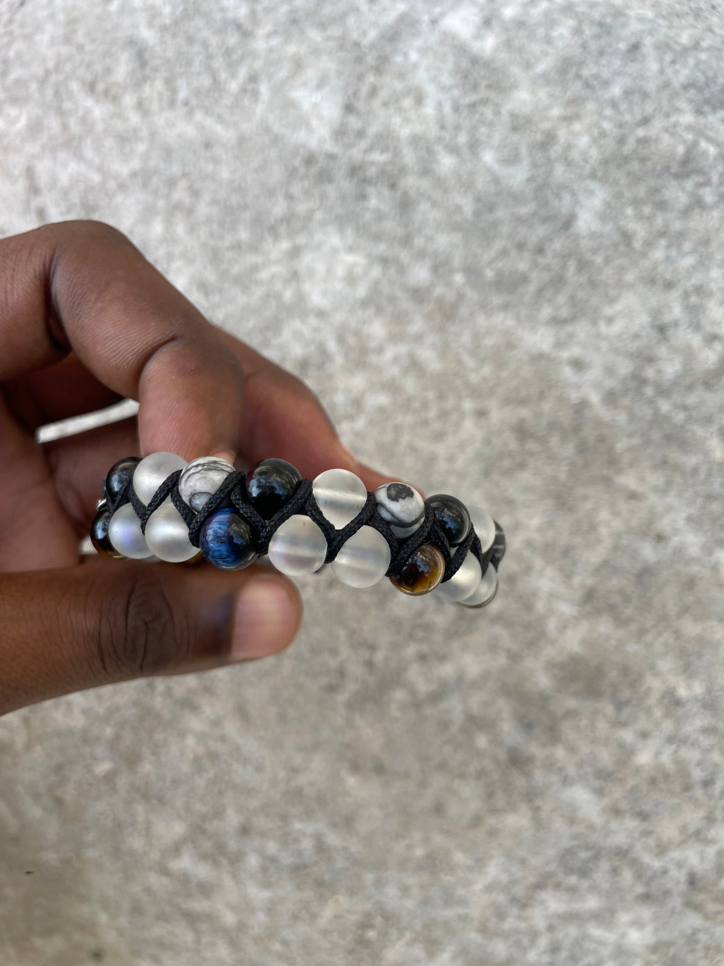 Frosted Tiger Double-Row Stone Bracelet