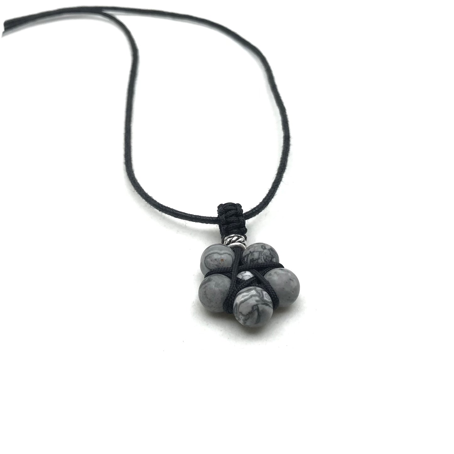 Black Veined Jasper Beaded Necklace