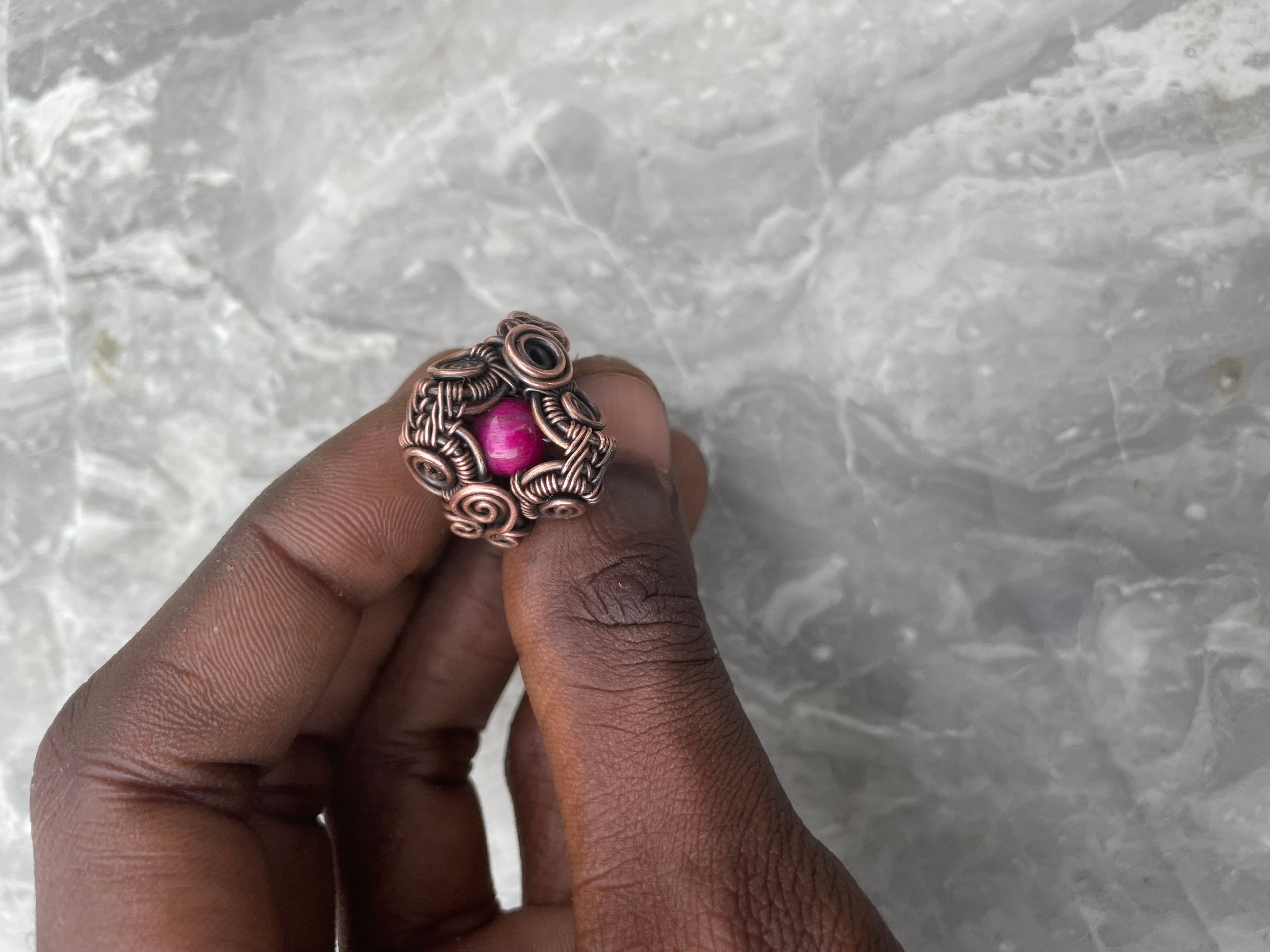 Copper Natural Stone Statement Ring