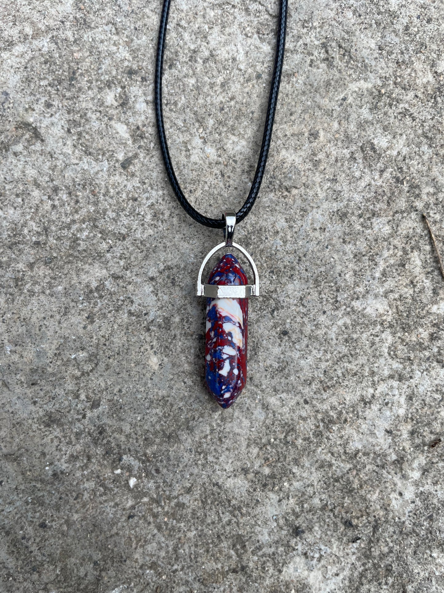 Blue and Red Jasper Crystal Necklace