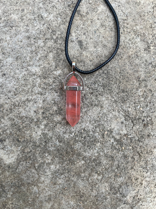 Cherry Quartz Crystal Necklace