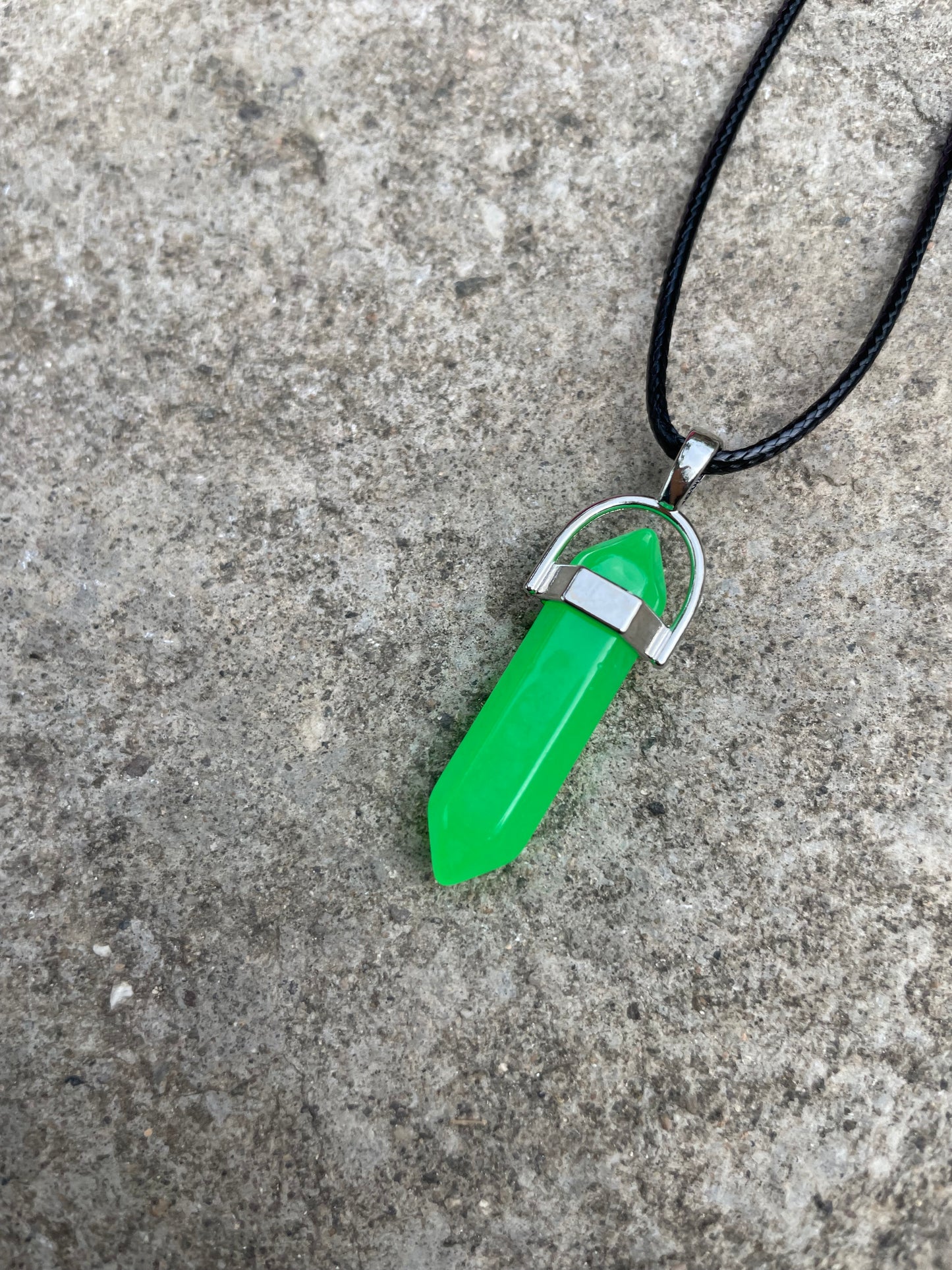 Neon Green Glow in the Dark Crystal Necklace