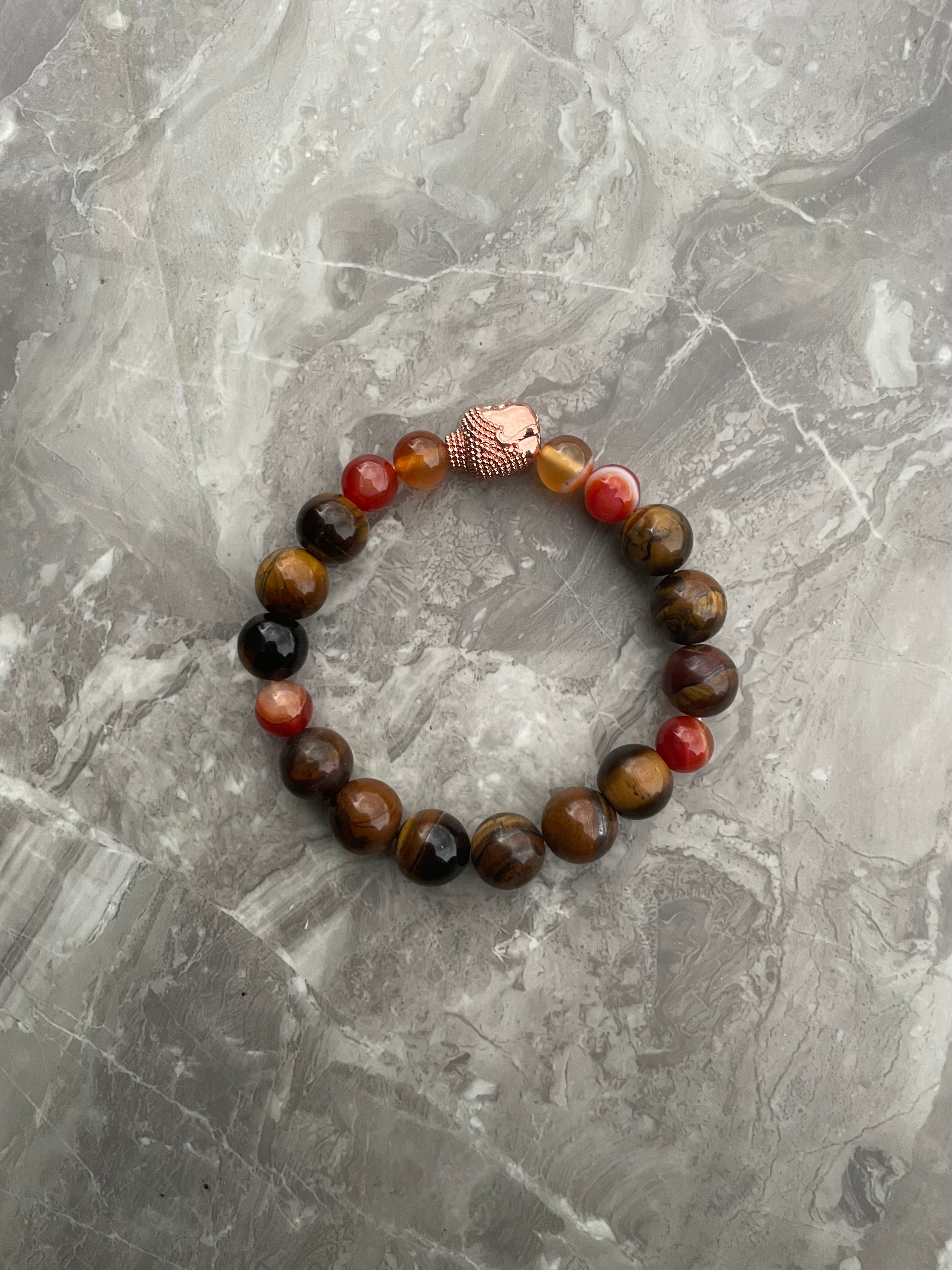 Tiger’s Eye & Carnelian Buddha Bracelet
