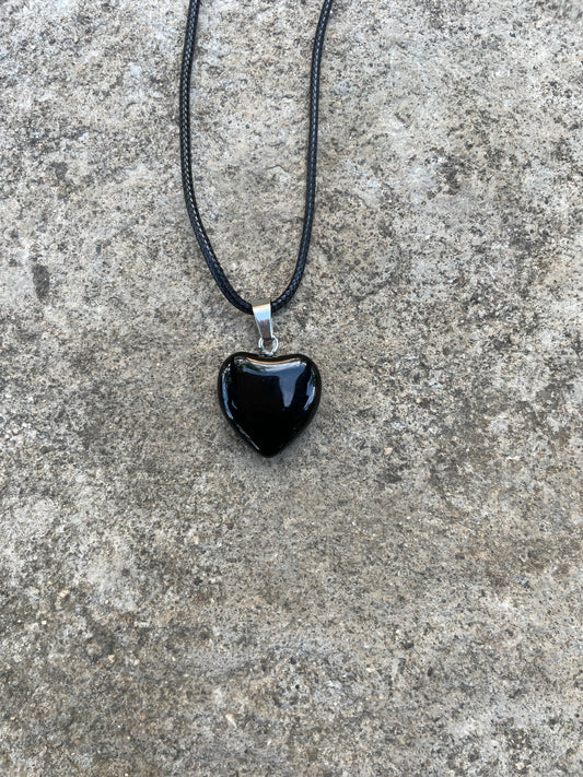 Black Onyx Heart-shaped Necklace