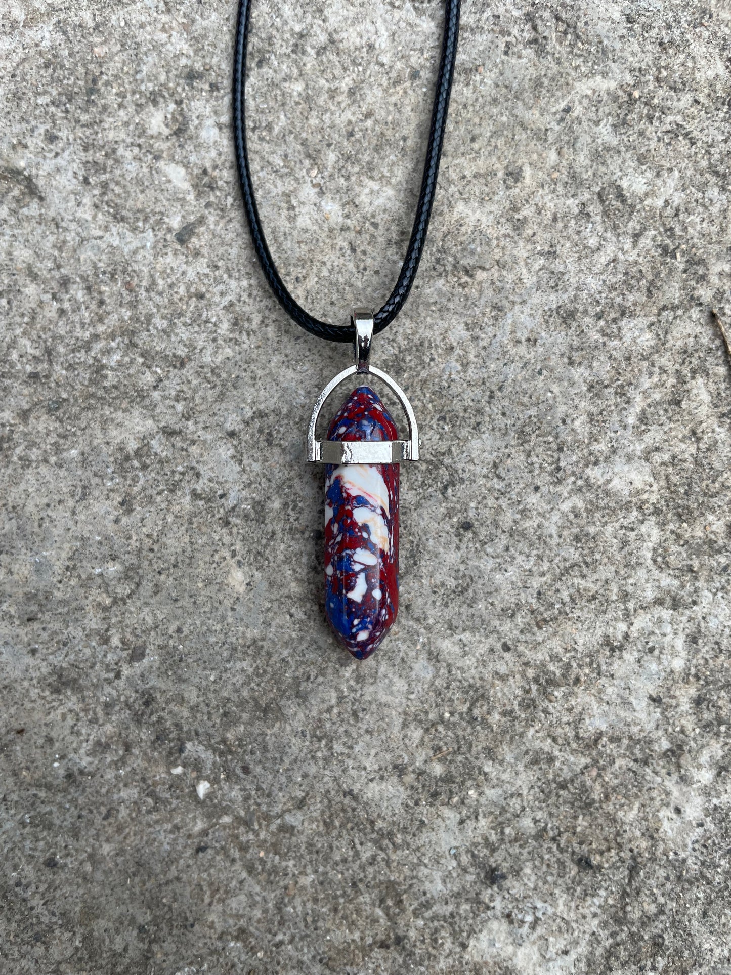 Blue and Red Jasper Crystal Necklace