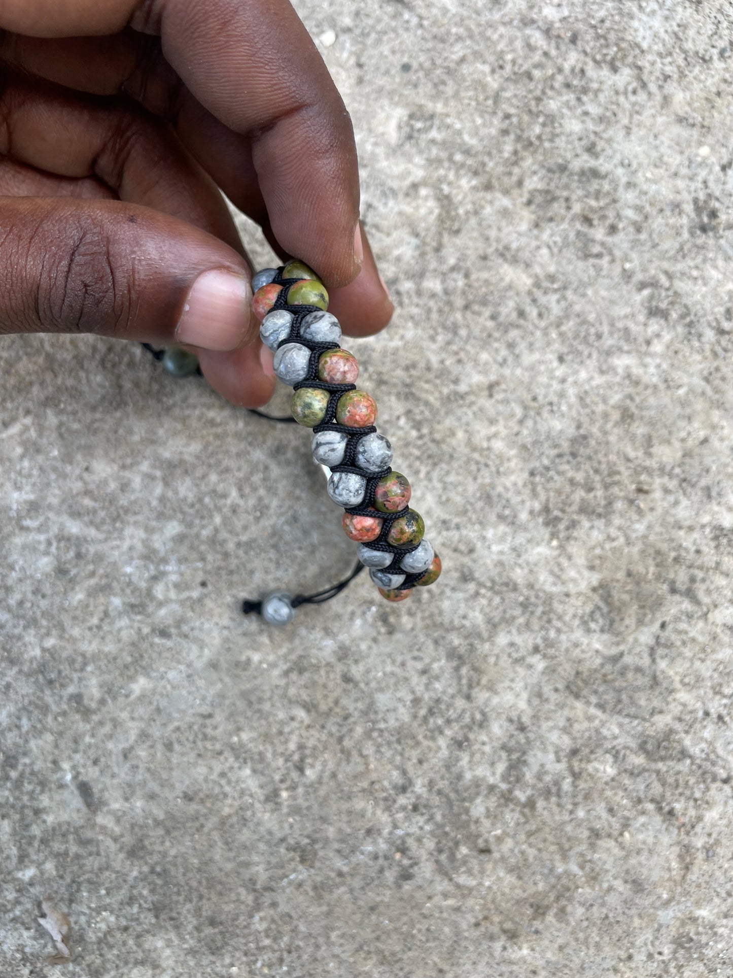 Map & Unakite Double-Row Stone Bracelet