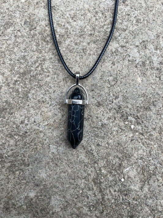 Black Howlite Crystal Necklace