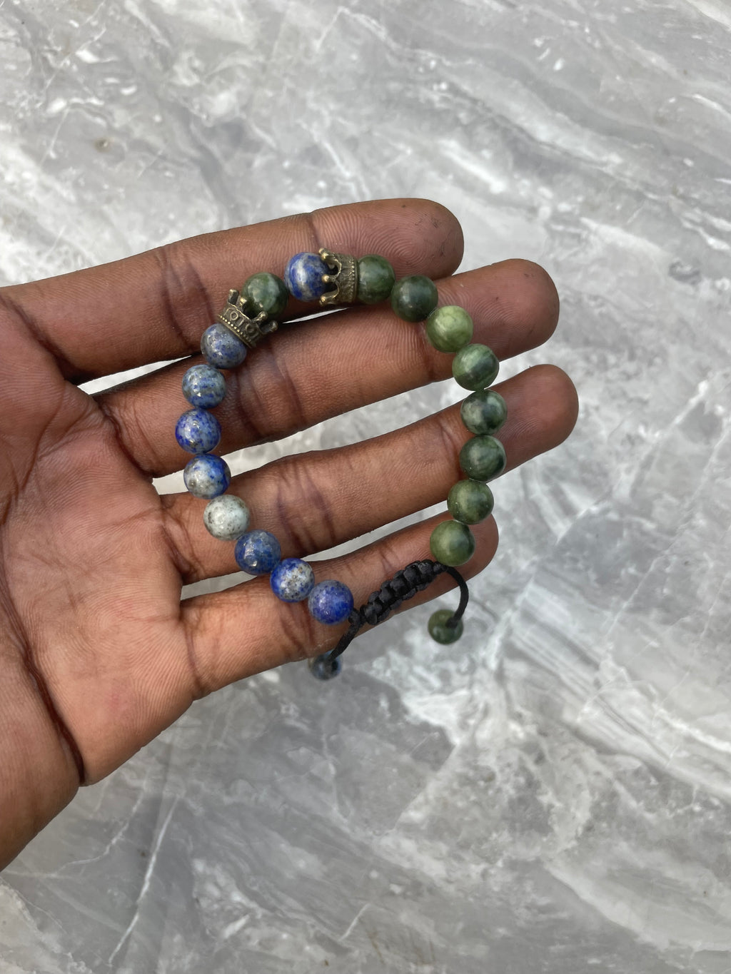 Lapis Lazuli with Jade Half & Half Beaded Bracelet