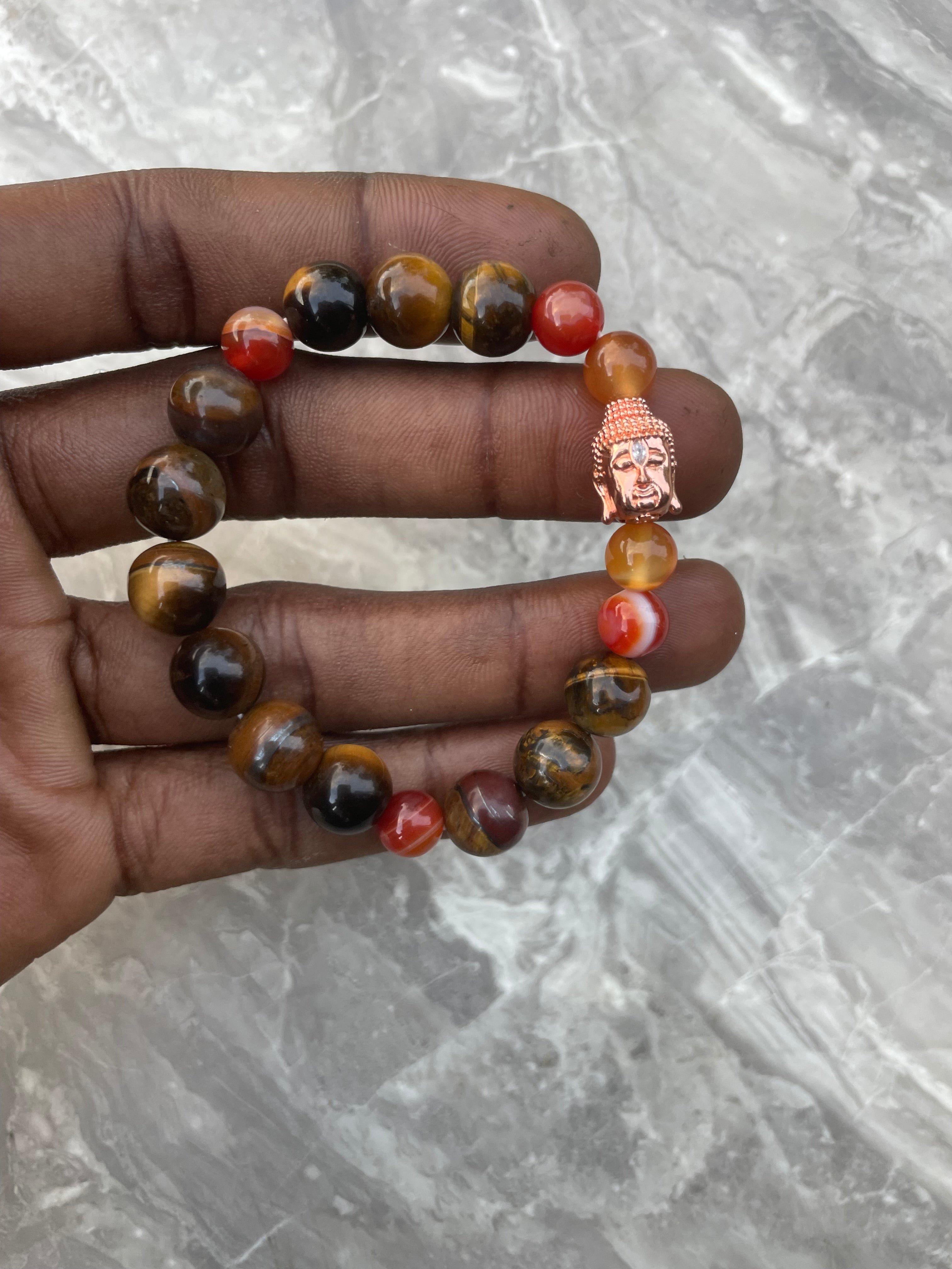 Tiger’s Eye & Carnelian Buddha Bracelet