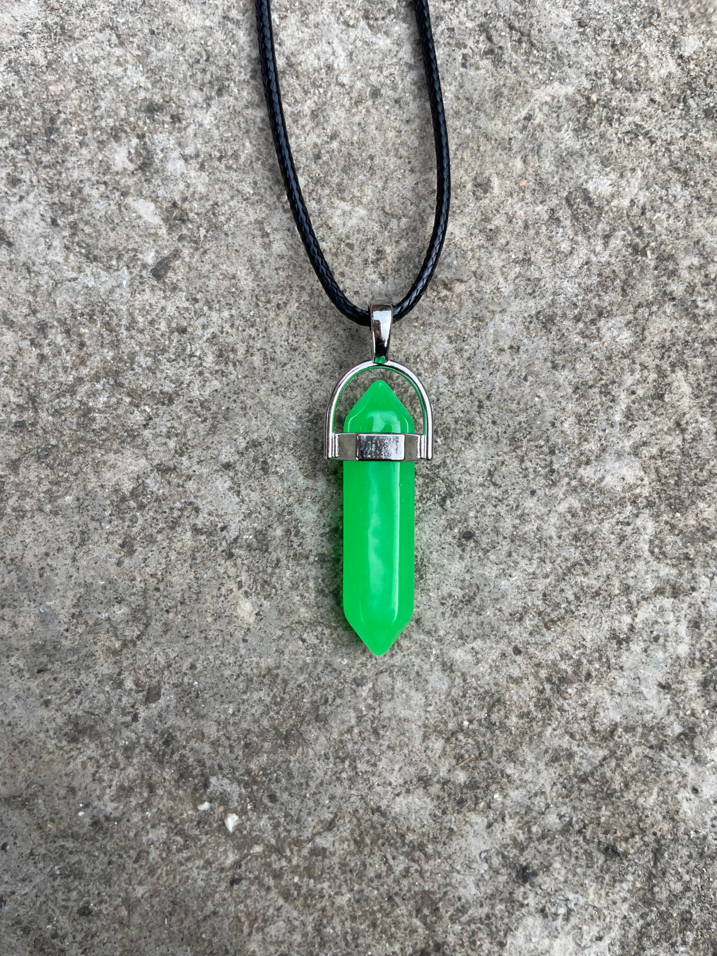 Neon Green Glow in the Dark Crystal Necklace