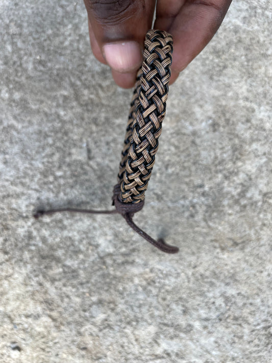 Distress Brown Braided Leather Adjustable Bracelet