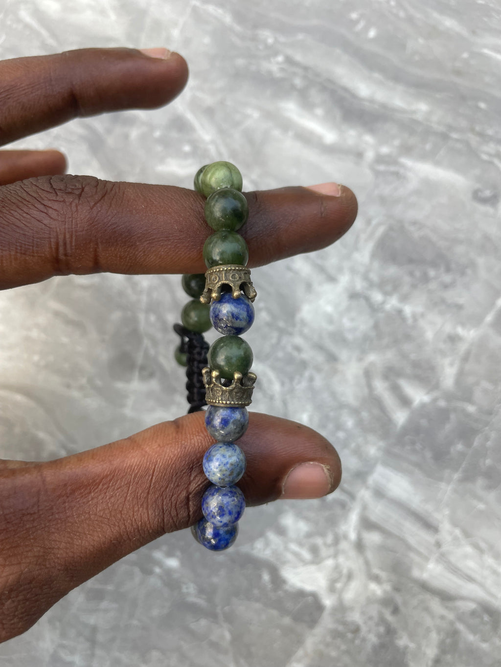 Lapis Lazuli with Jade Half & Half Beaded Bracelet