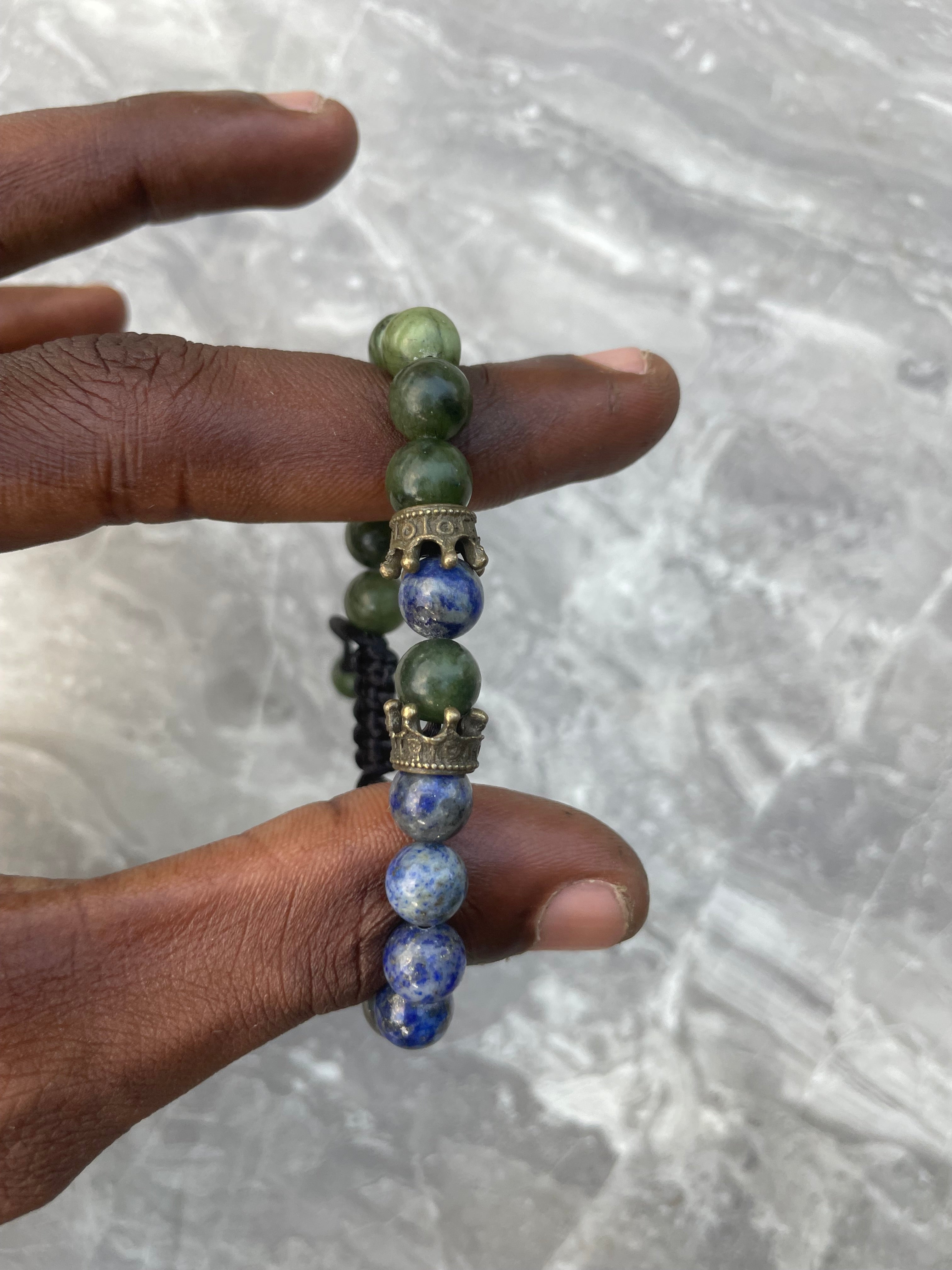 Lapis Lazuli with Jade Half & Half Beaded Bracelet