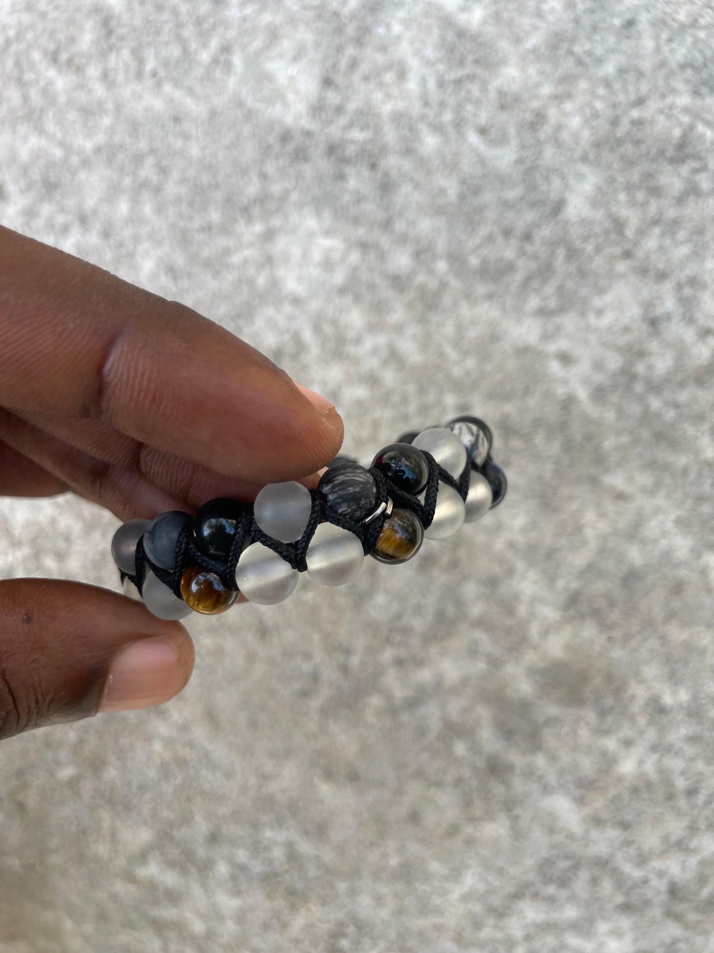 Frosted Tiger Double-Row Stone Bracelet