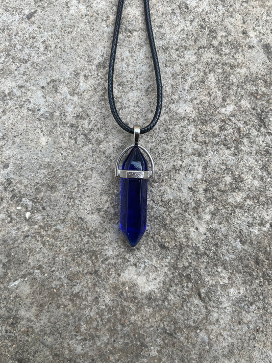 Royal Blue Quartz Crystal Necklace