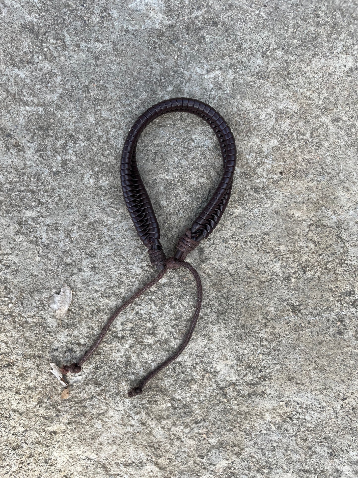 Dark Brown Snake Whip Leather Adjustable Bracelet