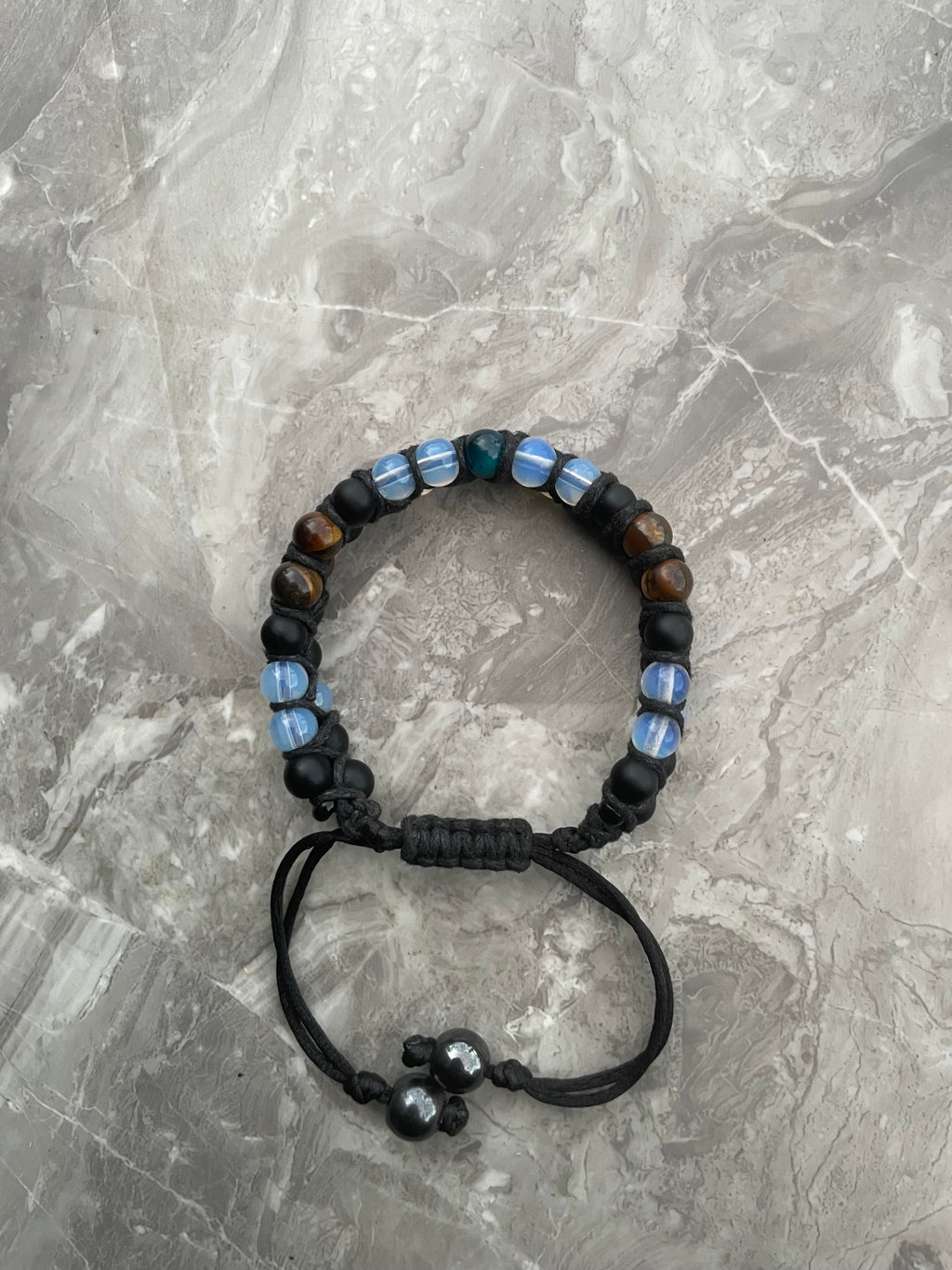 Tiger’s Eye with Opalite & Black Onyx Double-Row Beaded Bracelet