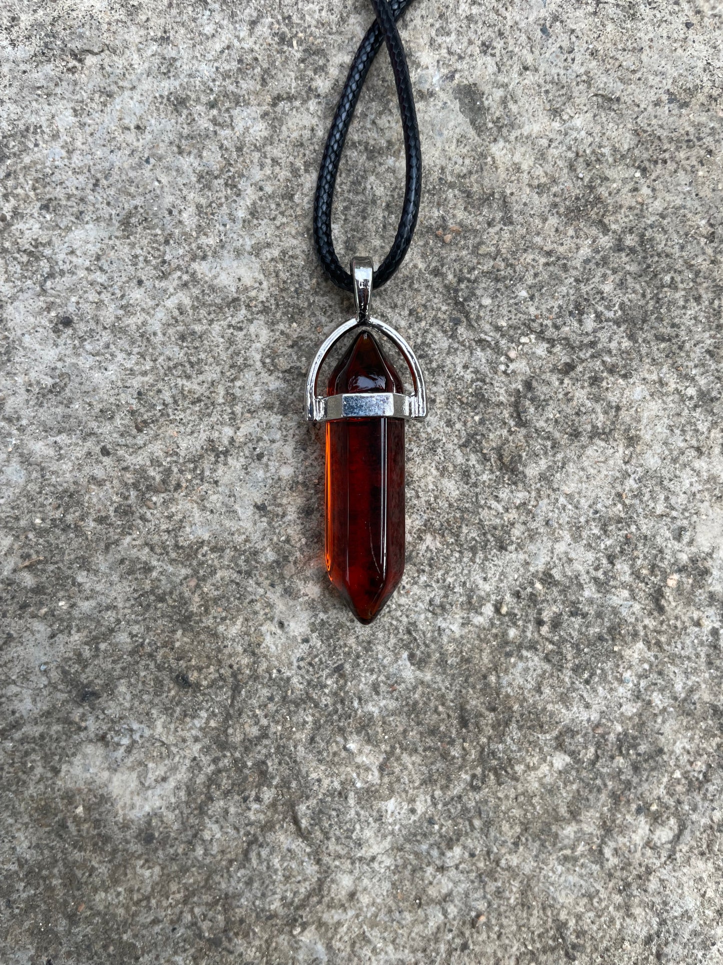 Tangerine Quartz Crystal Necklace