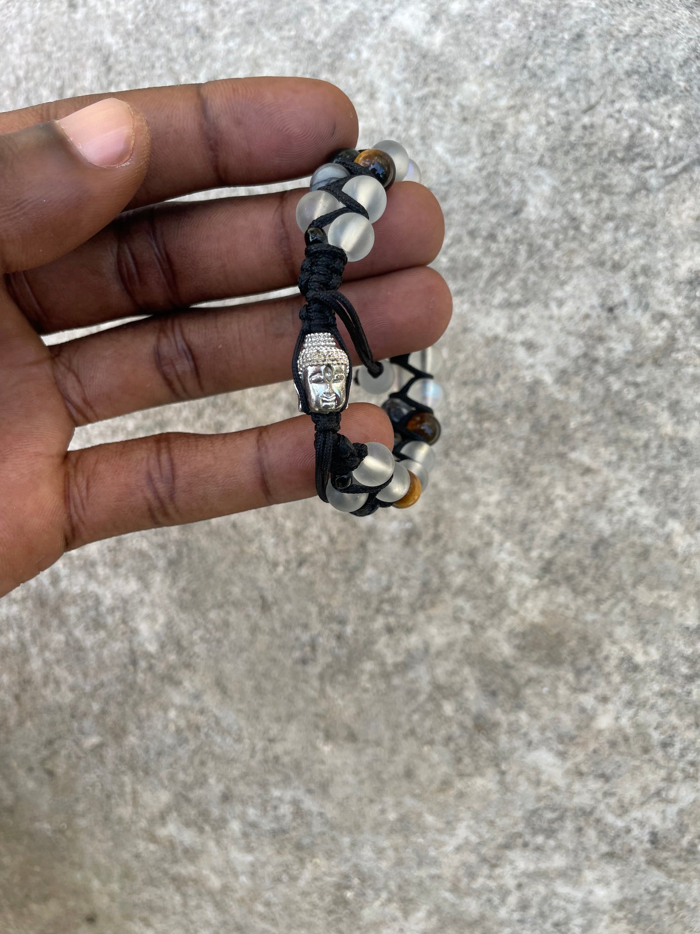 Frosted Tiger Double-Row Stone Bracelet