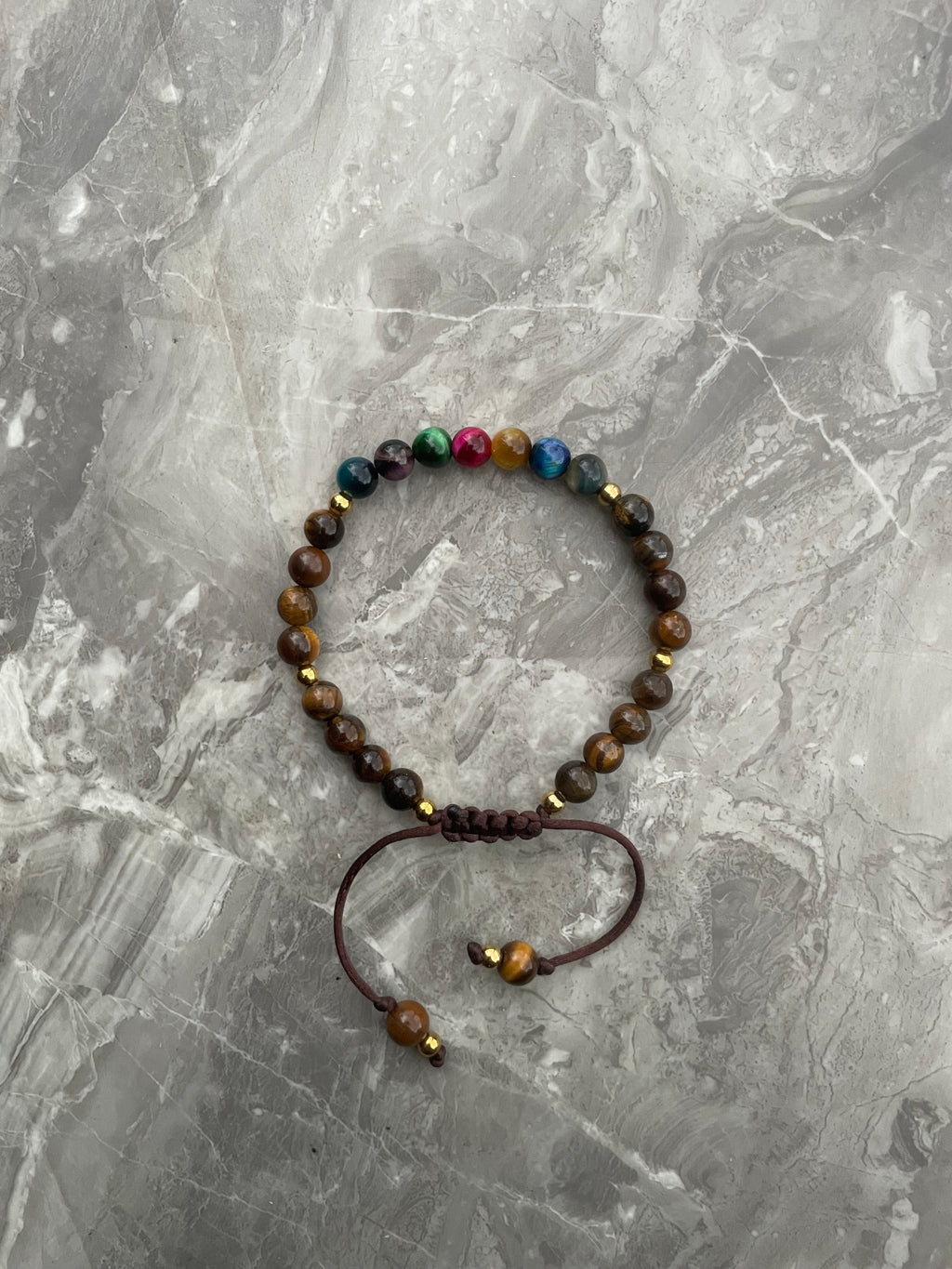 Tiger’s Eye with Stainless Steel Gold Beaded Bracelet