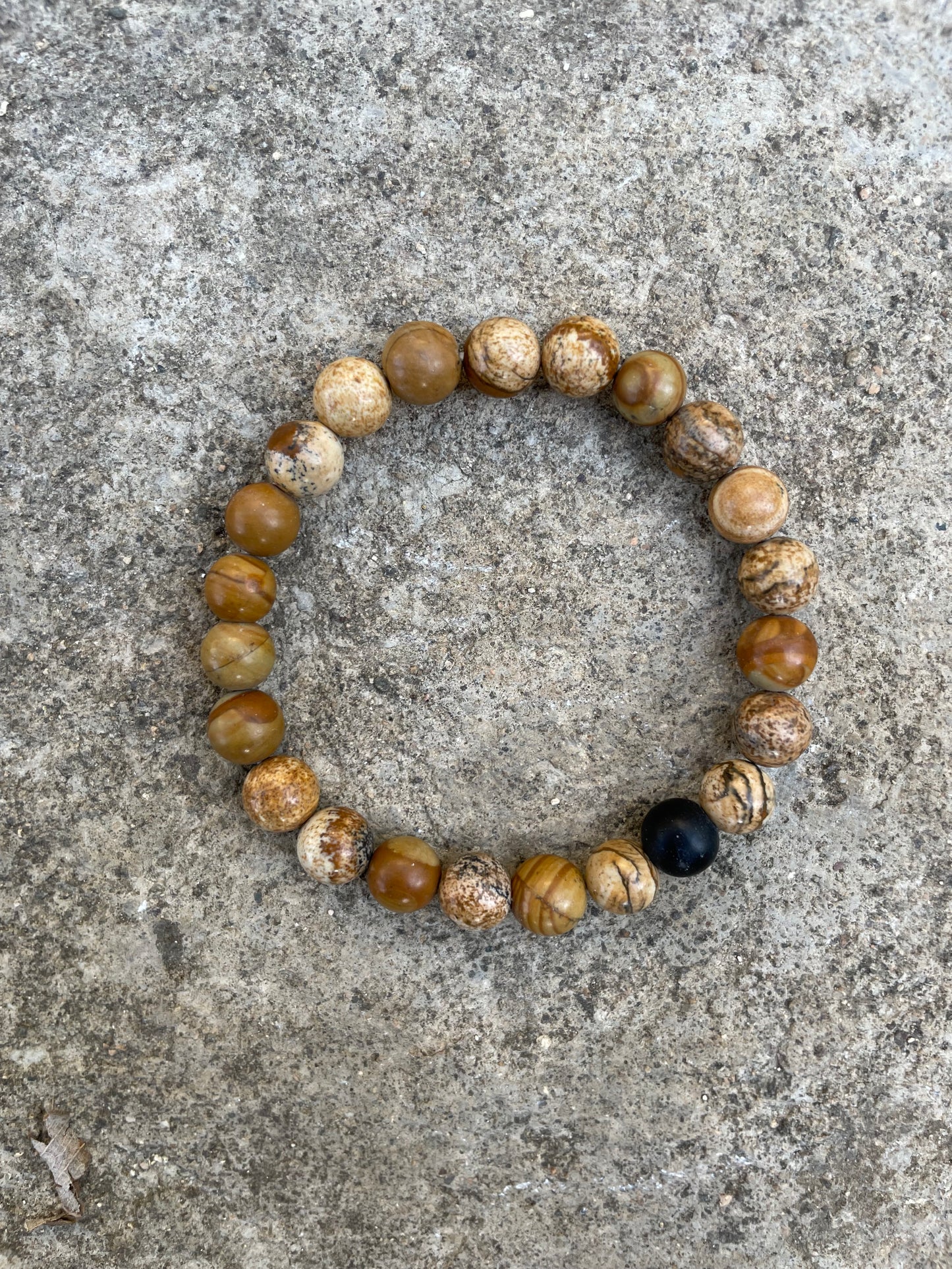 Picture Jasper & Matte Onyx Stone Bracelet