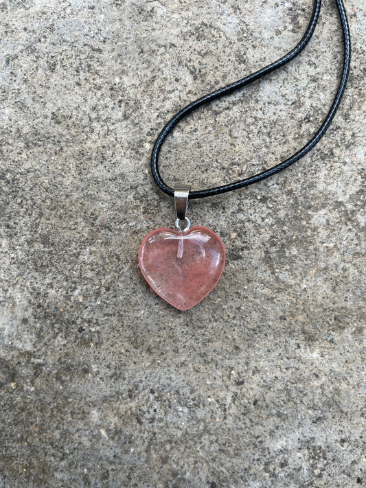 Cherry Quartz Heart-shaped Necklace