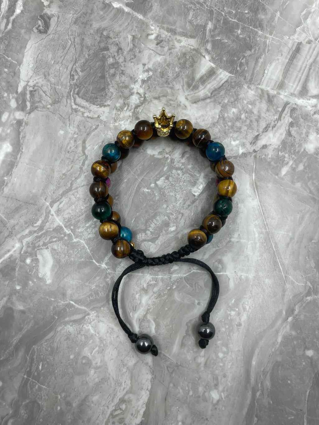 Tiger Eye Crown Double Row Bracelet