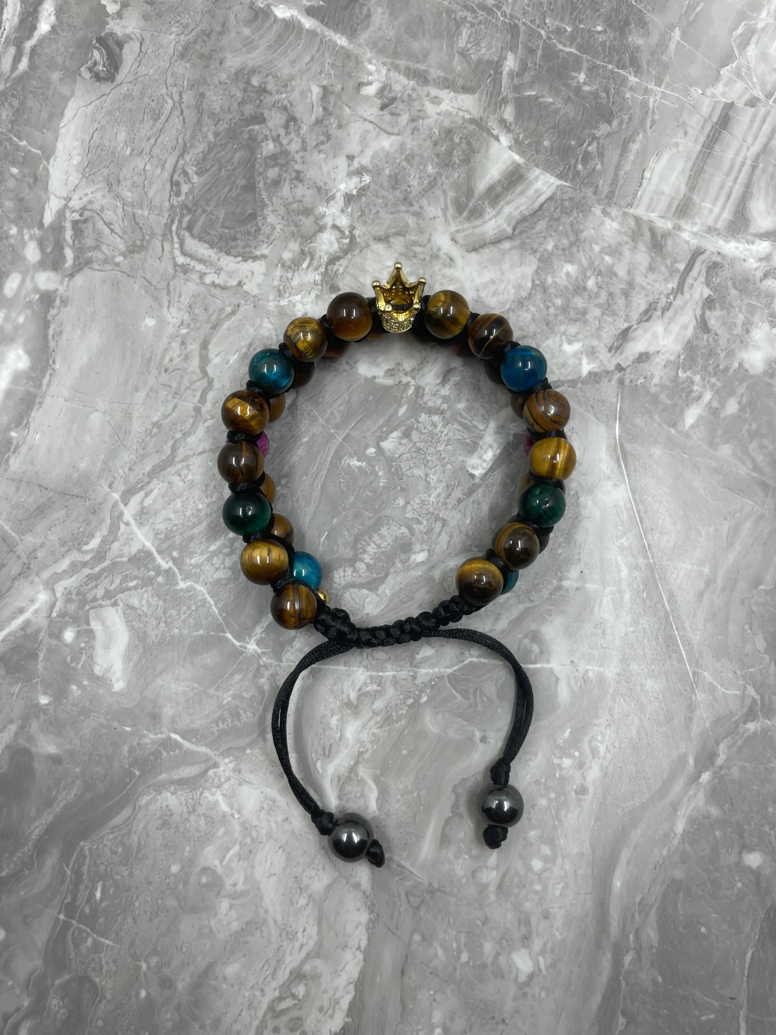 Tiger Eye Crown Double Row Bracelet