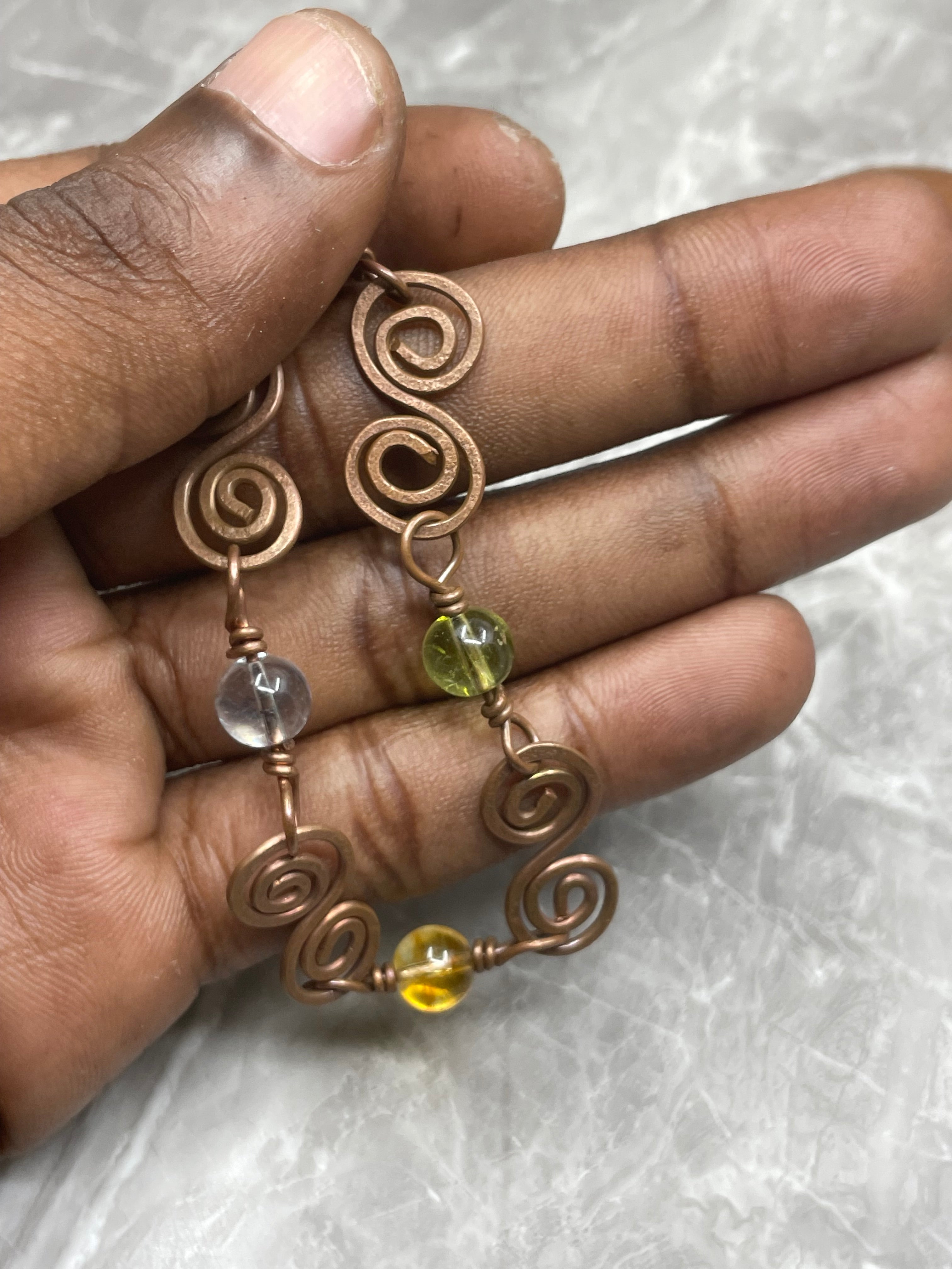 Copper Link with Gemstone Beaded Bracelet