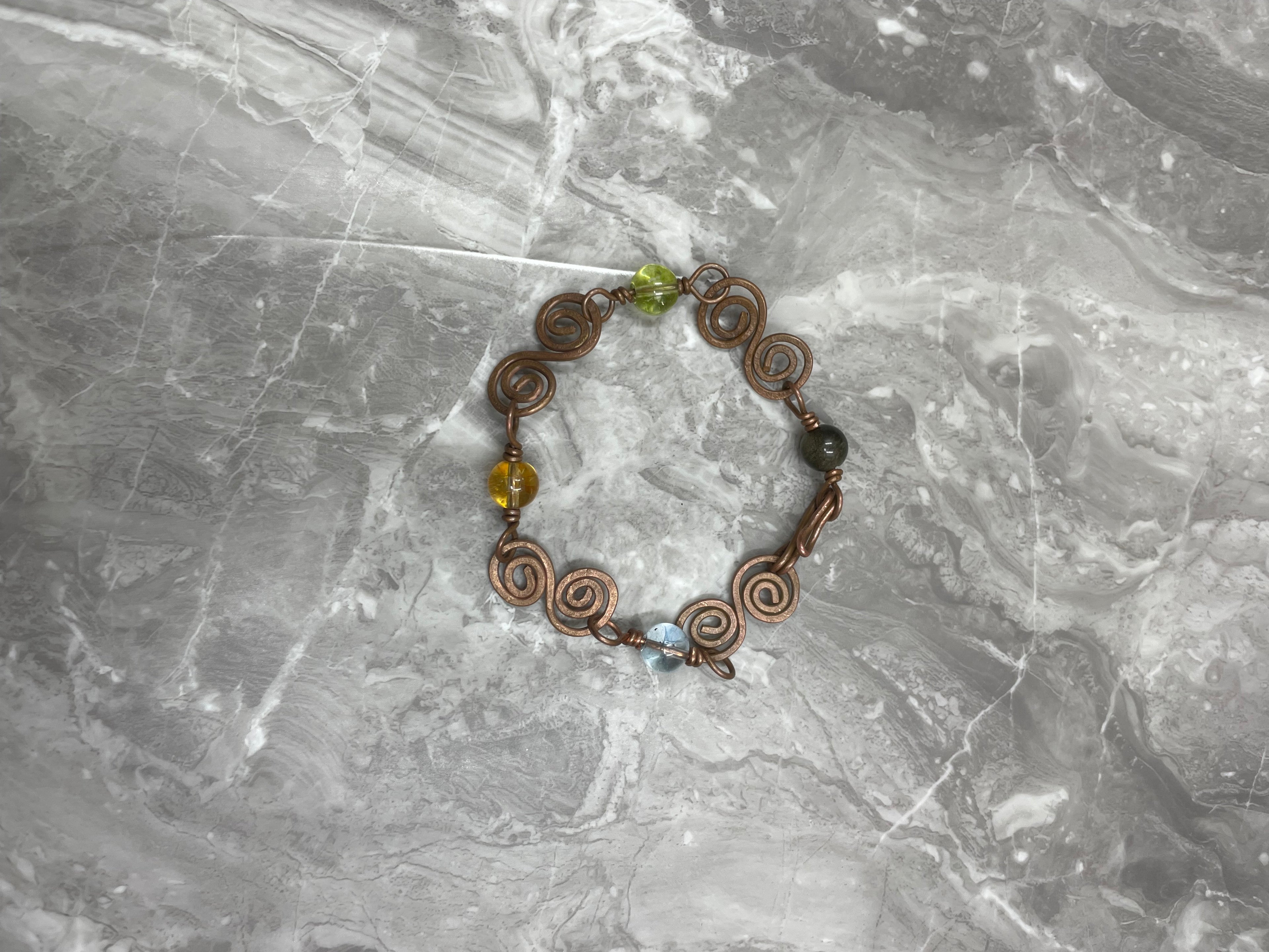 Copper Link with Gemstone Beaded Bracelet
